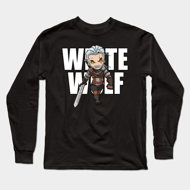 Geralt White Wolf Long Sleeve T-Shirt by Xar623